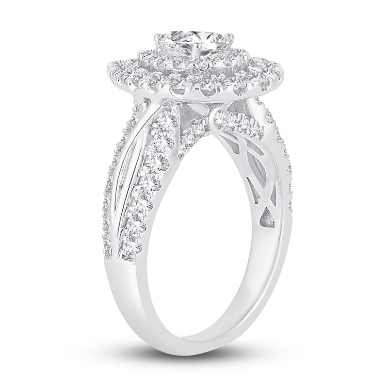 Diamond Halo Engagement Ring 1-1/2 ct tw Pear/Round 14K White Gold | Jared