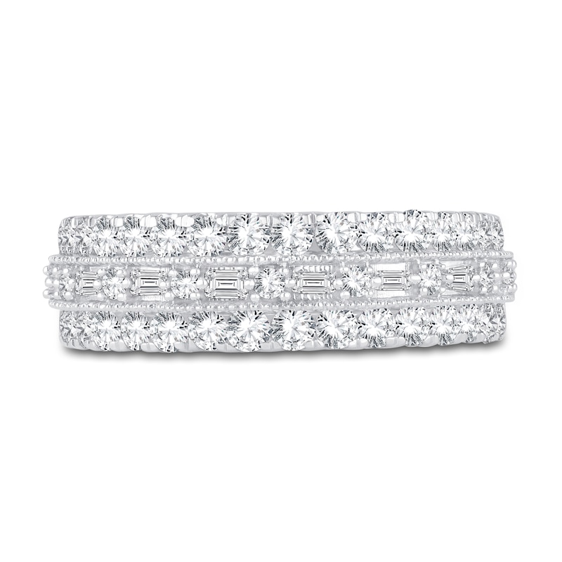 Main Image 3 of Diamond Anniversary Band 1 ct tw Round/Baguette 14K White Gold