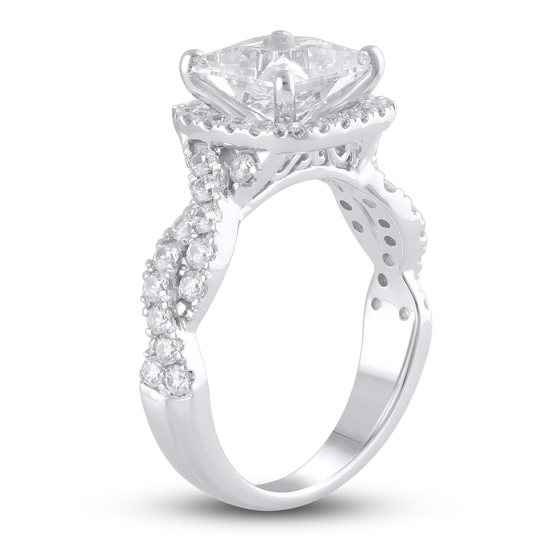 Lab-Created Diamond Engagement Ring 2-7/8 ct tw Princess/Round 14K White Gold