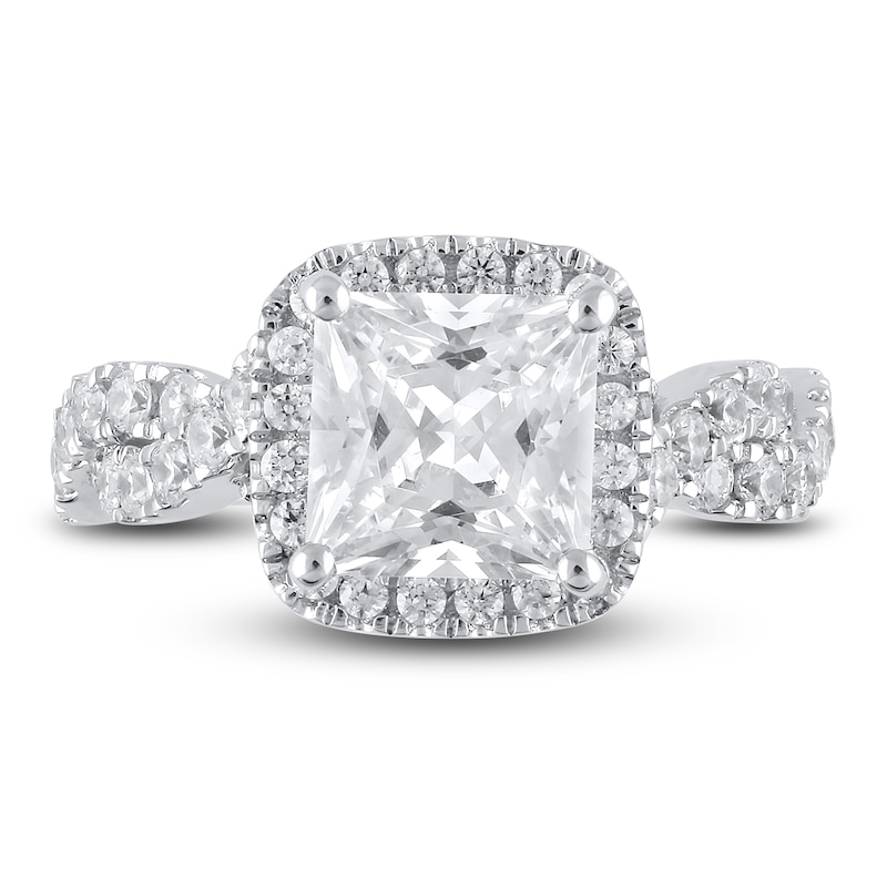 Lab-Created Diamond Engagement Ring 2-7/8 ct tw Princess/Round 14K White Gold
