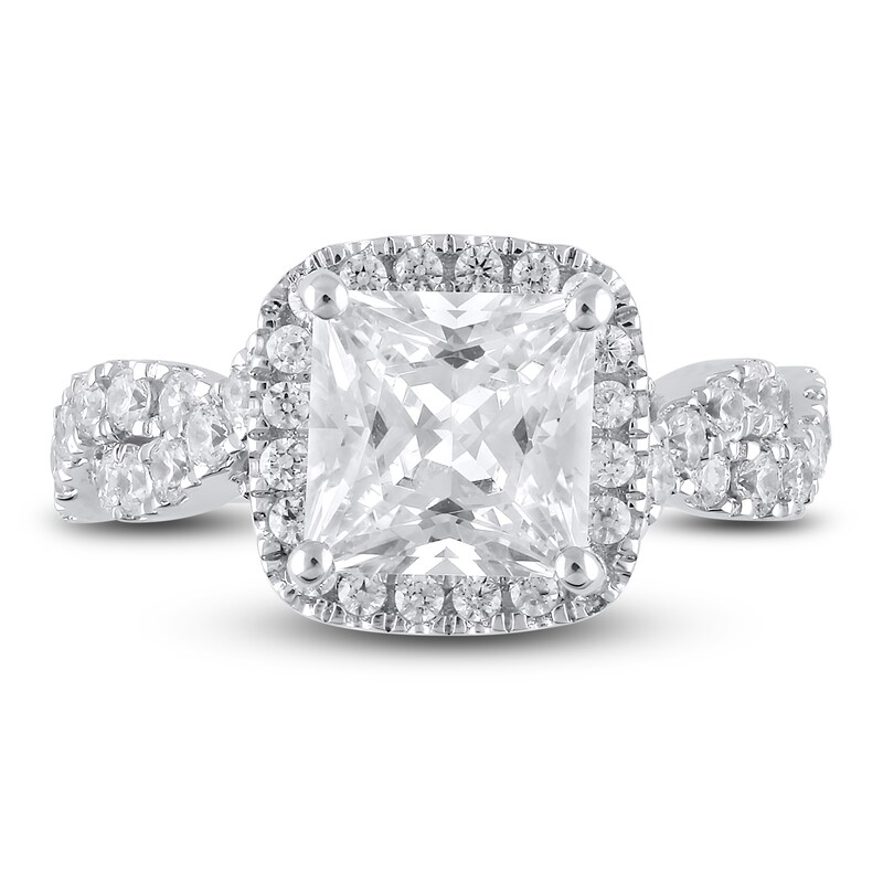 Main Image 3 of Lab-Grown Diamond Engagement Ring 2-7/8 ct tw Princess/Round 14K White Gold