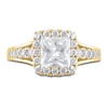 Lab-Created Diamond Engagement Ring 2-1/8 ct tw Princess/Round 14K Yellow Gold