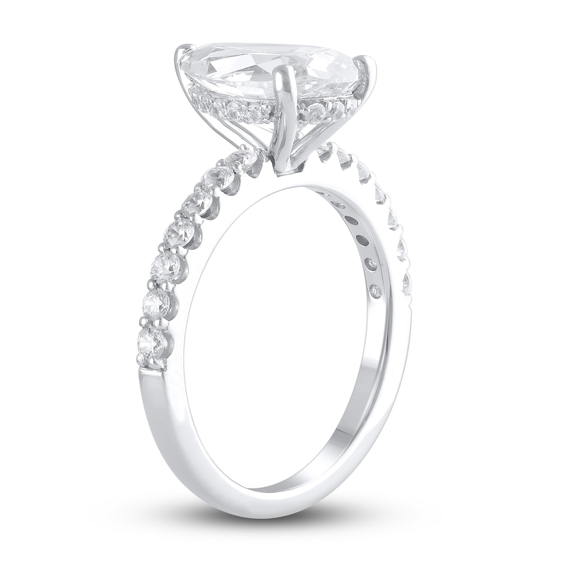 Main Image 2 of Lab-Grown Diamond Engagement Ring 3-1/2 ct tw Pear/Round 14K White Gold