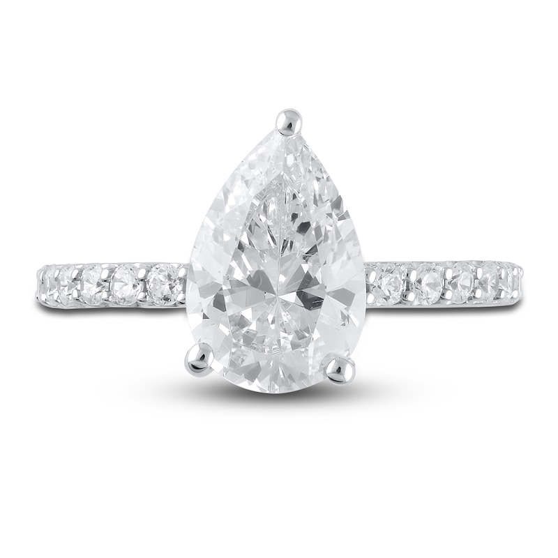 Main Image 3 of Lab-Grown Diamond Engagement Ring 3-1/2 ct tw Pear/Round 14K White Gold