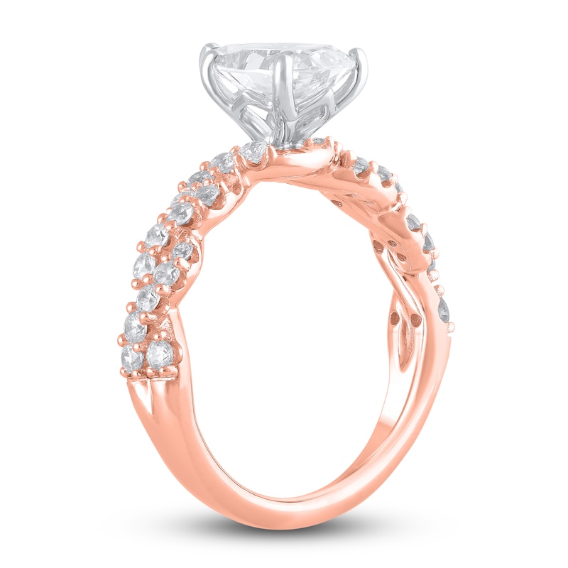 Main Image 2 of Lab-Grown Diamond Engagement Ring 2 ct tw Pear/Round 14K Rose Gold