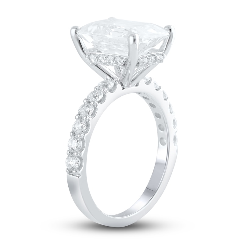 Lab-Created Diamond Engagement Ring 5-7/8 ct tw Emerald/Round Platinum