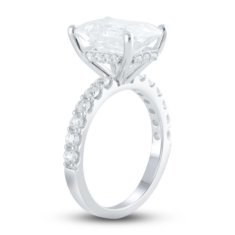 Main Image 2 of Lab-Grown Diamond Engagement Ring 5-7/8 ct tw Emerald/Round Platinum