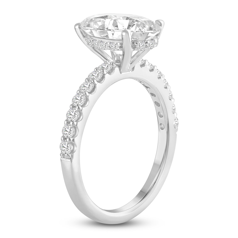 Lab-Created Diamond Engagement Ring 3-1/2 ct tw Oval/Round 14K White Gold