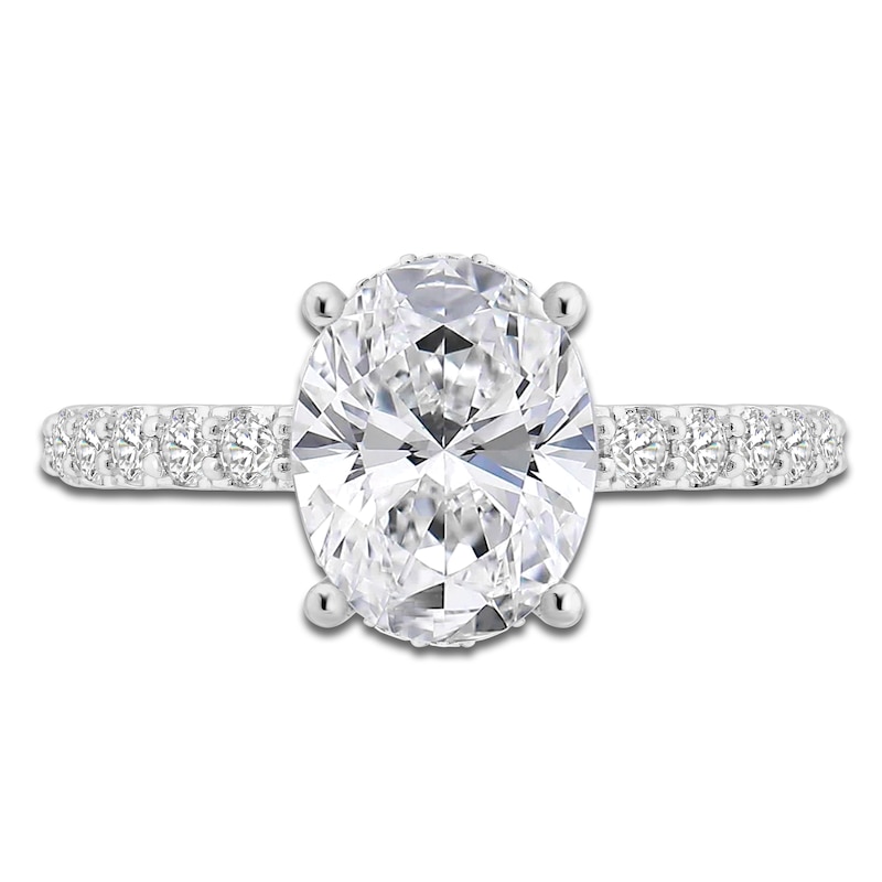 Main Image 3 of Lab-Grown Diamond Engagement Ring 3-1/2 ct tw Oval/Round 14K White Gold