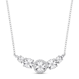 Diamond 5-Stone Necklace 1/6 ct tw Round Sterling Silver 17"