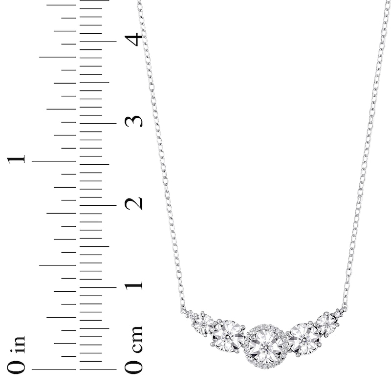 Main Image 3 of Diamond 5-Stone Necklace 1/6 ct tw Round Sterling Silver 17"