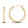 Thumbnail Image 3 of Diamond-Cut Round Tube Hoop Earrings 14K Yellow Gold 20mm