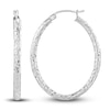 Thumbnail Image 0 of Diamond-Cut Oval Tube Hoop Earrings 14K White Gold