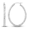 Thumbnail Image 0 of Diamond-Cut Oval Tube Hoop Earrings 14K White Gold