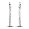 Thumbnail Image 1 of Diamond-Cut Oval Tube Hoop Earrings 14K White Gold