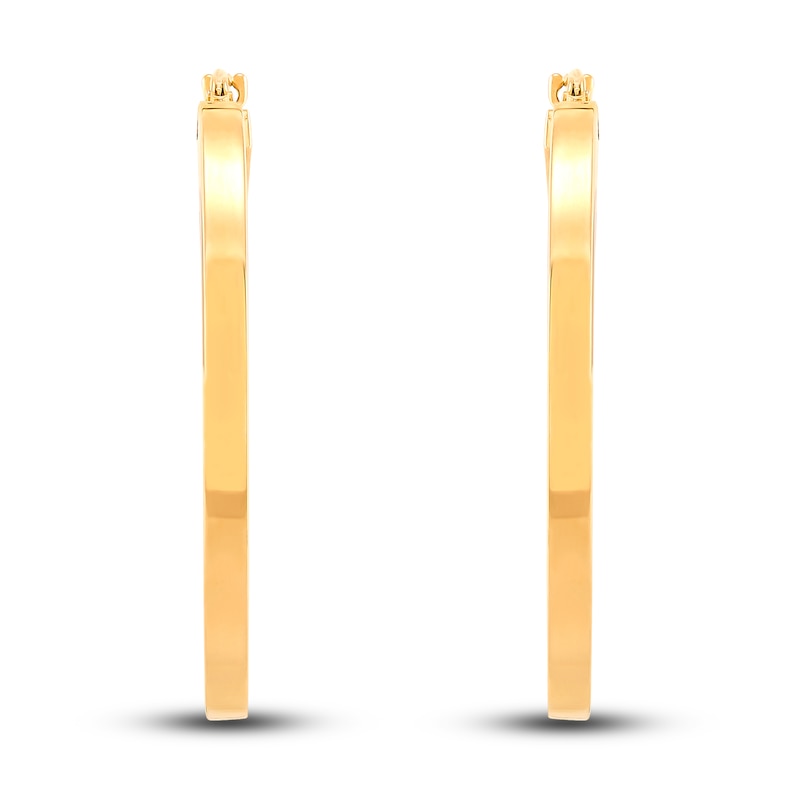 Main Image 2 of Polished Square Tube Hoop Earrings 14K Yellow Gold