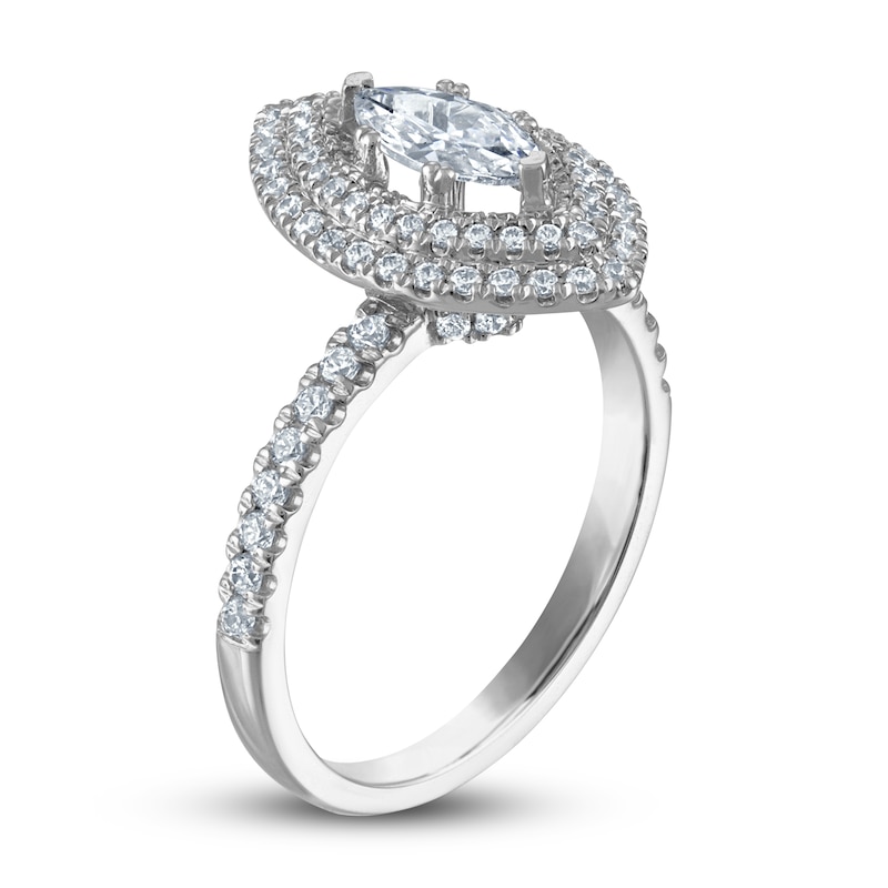 Main Image 2 of Diamond Engagement Ring 1 ct tw Marquise/Round 14K White Gold