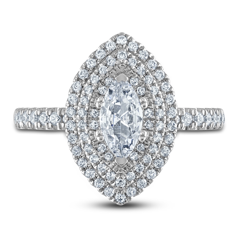 Main Image 3 of Diamond Engagement Ring 1 ct tw Marquise/Round 14K White Gold