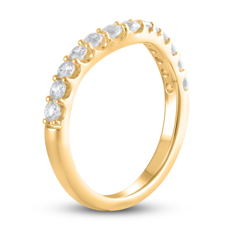 Main Image 2 of Lab-Grown Diamond Contour Anniversary Band 5/8 ct tw Round 14K Yellow Gold