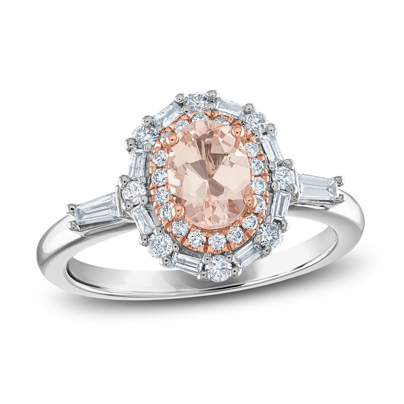 Natural Morganite Engagement Ring 3/8 ct tw Diamonds 14K Two-Tone Gold
