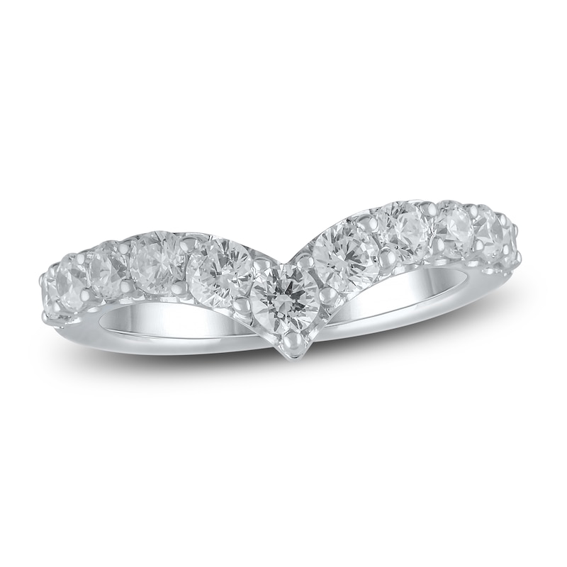 Lab-Grown Diamond Contour Anniversary Band 1 ct tw Round 14K White Gold