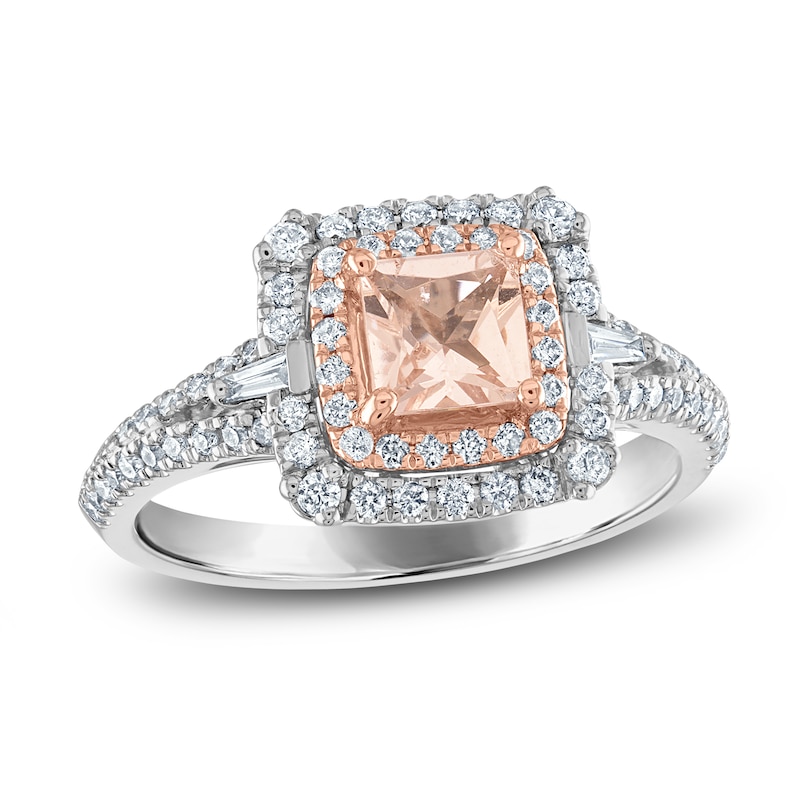 Main Image 1 of Natural Morganite Engagement Ring 1/2 ct tw Diamonds 14K Two-Tone Gold