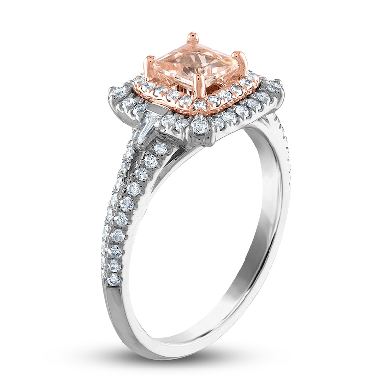 Main Image 2 of Natural Morganite Engagement Ring 1/2 ct tw Diamonds 14K Two-Tone Gold