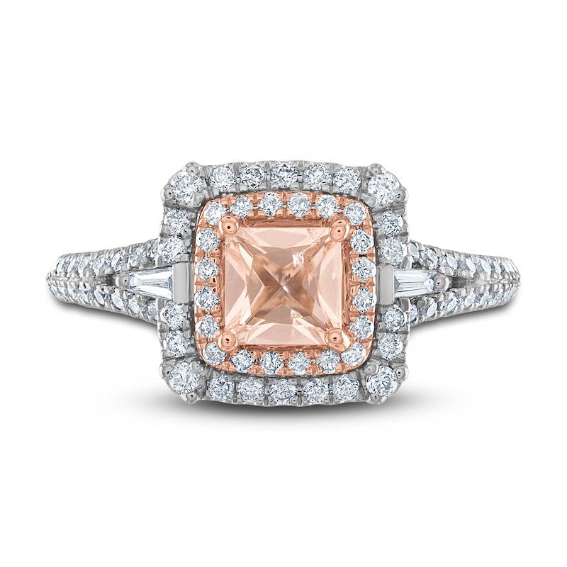 Main Image 3 of Natural Morganite Engagement Ring 1/2 ct tw Diamonds 14K Two-Tone Gold