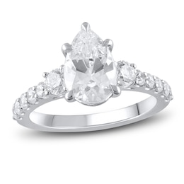 Lab-Grown Diamond Engagement Ring 2-3/4 ct tw Pear/Round 14K White Gold