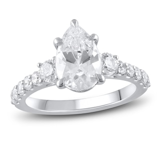 Lab-Grown Diamond Engagement Ring 2-3/4 ct tw Pear/Round 14K White Gold