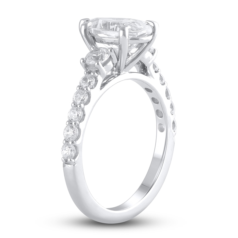Main Image 2 of Lab-Grown Diamond Engagement Ring 2-3/4 ct tw Pear/Round 14K White Gold