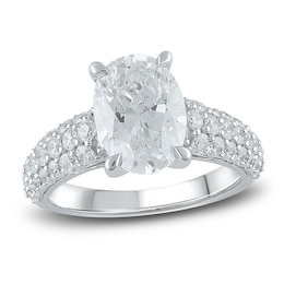 Lab-Grown Diamond Engagement Ring 4 ct tw Oval/Round 14K White Gold
