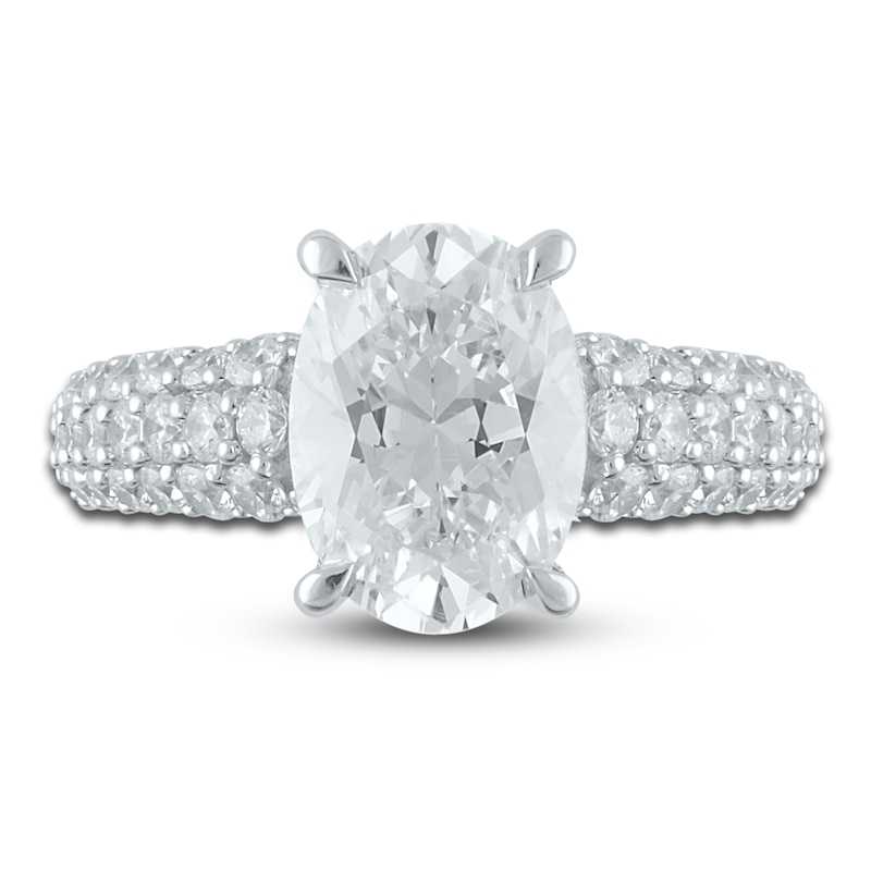 Lab-Created Diamond Engagement Ring 4 ct tw Oval/Round 14K White Gold