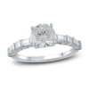 Thumbnail Image 0 of Lab-Created Diamond Engagement Ring 2 ct tw Round/Emerald 14K White Gold