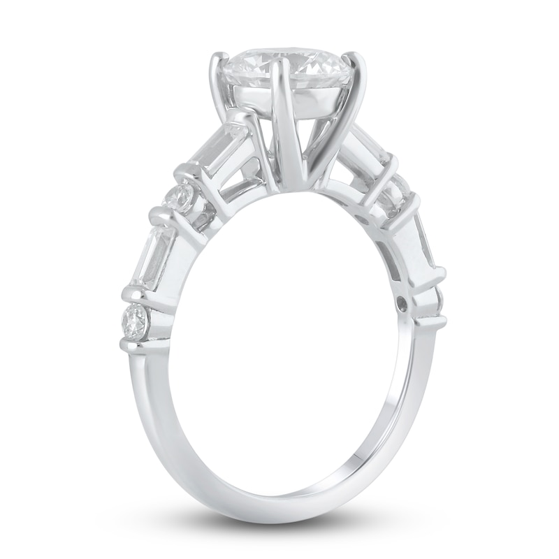 Lab-Created Diamond Engagement Ring 2 ct tw Round/Emerald 14K White Gold