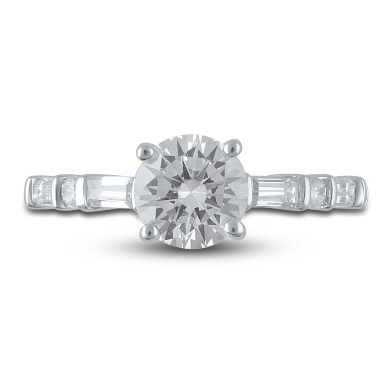 Main Image 3 of Lab-Grown Diamond Engagement Ring 2 ct tw Round/Emerald 14K White Gold