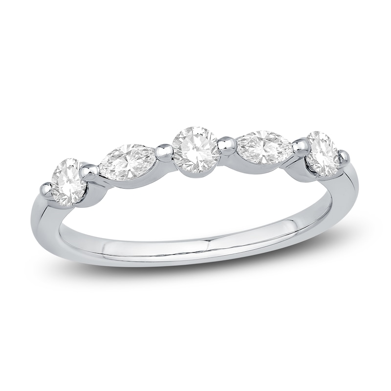 Main Image 1 of Diamond Anniversary Band 1/2 ct tw Round/Marquise 14K White Gold