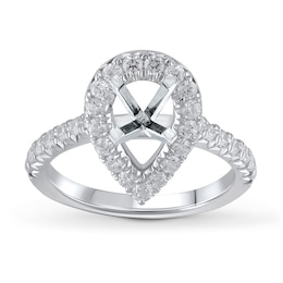 Lab-Created Diamond Engagement Ring Setting 7/8 ct tw Pear 14K White Gold