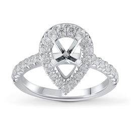 Lab-Grown Diamond Engagement Ring Setting 7/8 ct tw Pear 14K White Gold