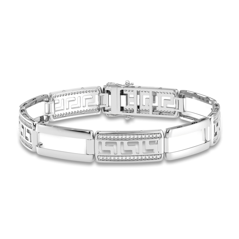 Main Image 1 of Men's Diamond Bracelet 1 ct tw Round 14K White Gold 8.5"