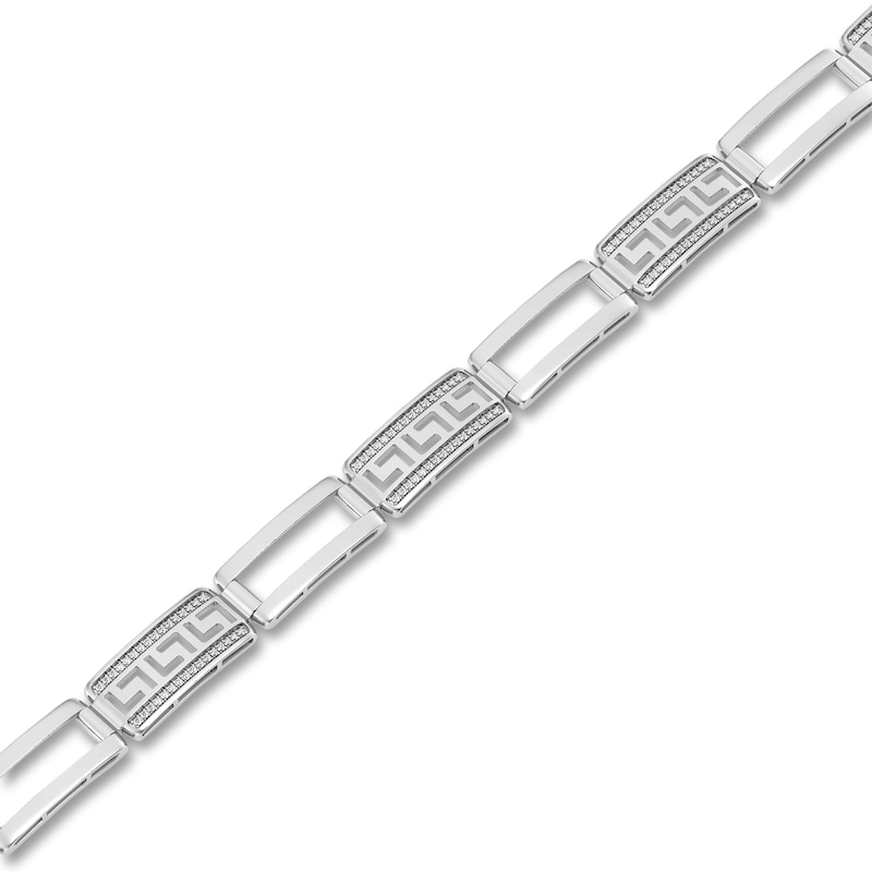 Main Image 2 of Men's Diamond Bracelet 1 ct tw Round 14K White Gold 8.5"