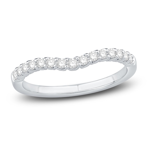 Diamond Contour Anniversary Band 14 ct tw Round 18K White Gold