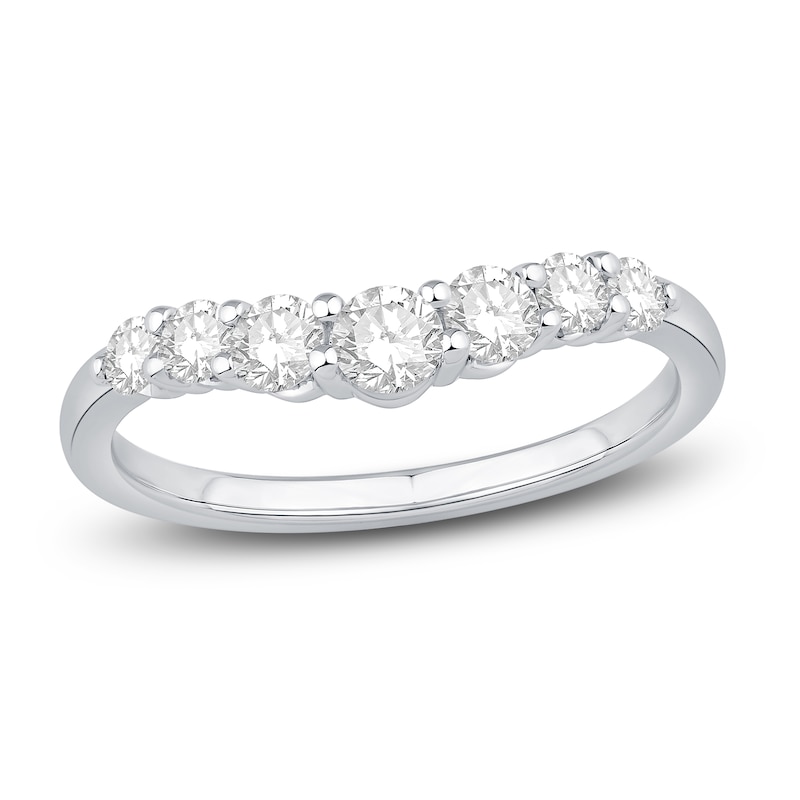 Main Image 1 of Diamond Contour Anniversary Band 5/8 ct tw Round 18K White Gold