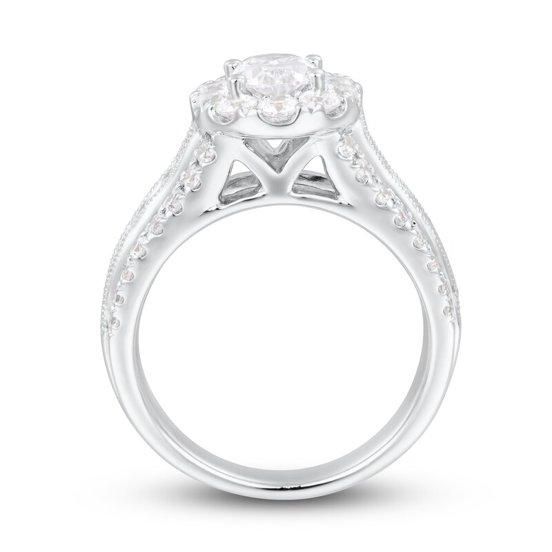 Main Image 2 of Diamond Engagement Ring 2-1/4 ct tw Oval/Round 14K White Gold