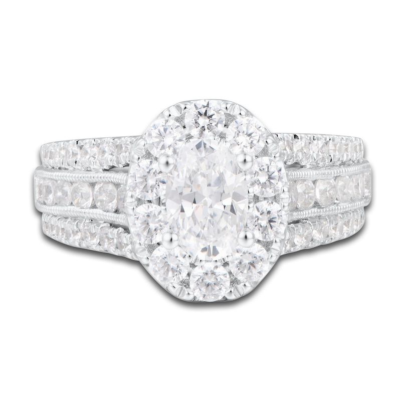 Main Image 3 of Diamond Engagement Ring 2-1/4 ct tw Oval/Round 14K White Gold