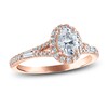 Thumbnail Image 1 of Certified Diamond Engagement Ring 1 ct tw Oval/Round /Baguette 14K Rose Gold