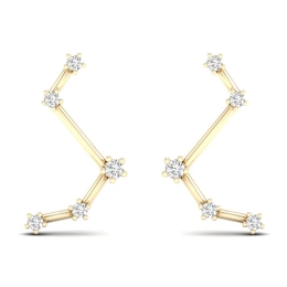 Diamond Aries Constellation Earrings 1/8 ct tw Round 14K Yellow Gold