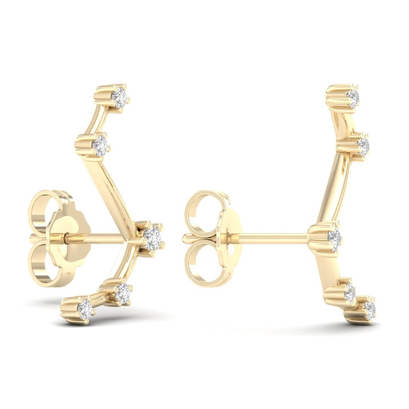 Main Image 3 of Diamond Aries Constellation Earrings 1/8 ct tw Round 14K Yellow Gold