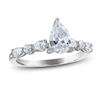 Thumbnail Image 0 of Certified Diamond Engagement Ring 1-3/8 ct tw Round /Pear 14K White Gold