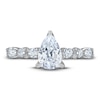 Thumbnail Image 3 of Certified Diamond Engagement Ring 1-3/8 ct tw Round /Pear 14K White Gold